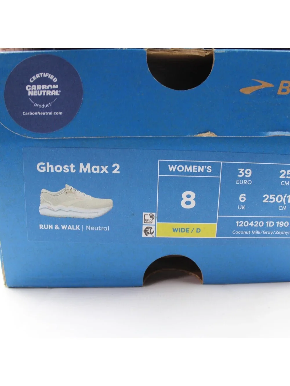 Ghost Max 2 Women Sz 8 Wide D Road Running Shoes Coconut Milk Gray Zephyr